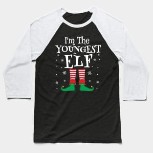 I'm The Youngest Elf Matching Family Christmas Pajama Shirt Baseball T-Shirt